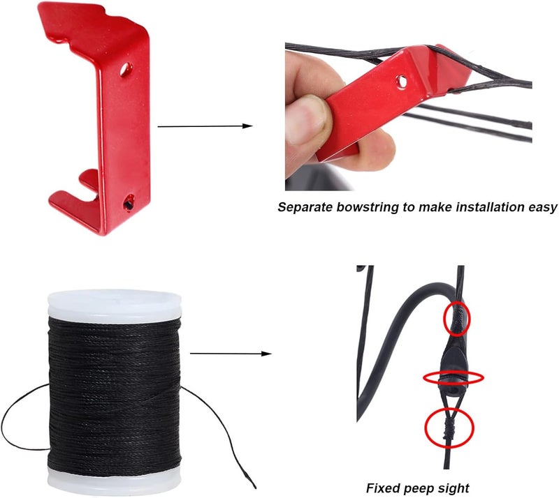 SP.G Archery Peep Sight, 1/4" 3/16" Aluminum Peep Sight or Tubing peep Sight with Bowstring Splitter for Archery Compound Bow - Image 5